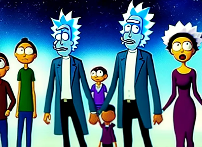 Image similar to film still of rick sanchez family portrait in the new scifi movie 4 k,,,,,,,,,,,,,,,,,,,,,,,,,,,,,,,,,,,,,,,,,,,,,,,, rick and morty