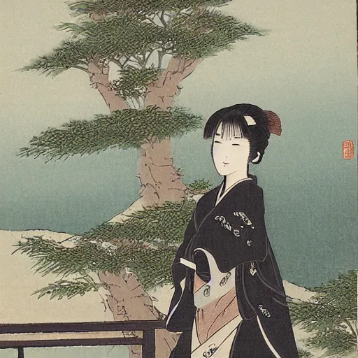 Image similar to a portrait of a character in a scenic environment by nagasawa rosetsu