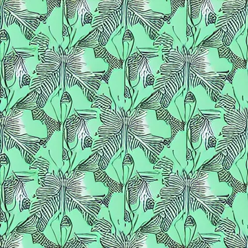 Prompt: symmetry, repeating pattern seamless. monstera, hand drawn, green, flat color, minimalistic, leaf design, wall paper