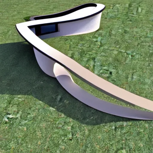 Prompt: a dream house in the shape of a mobius strip.