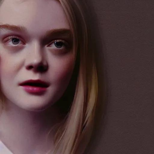 Image similar to VHS glitch art of Elle Fanning