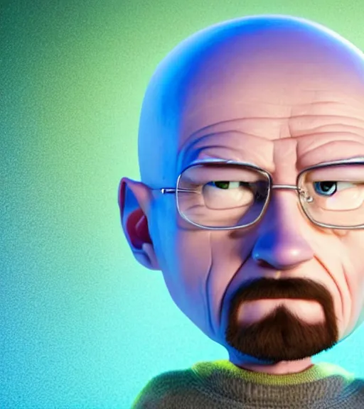 Prompt: portrait of an extremely cute and adorable walter white as megamind, blue head, smooth, perfect face, fantasy, character design by mark ryden and pixar and hayao miyazaki, sharp focus, concept art, harvest fall vibrancy, intricate detail, cinematic lighting, hyperrealistic, 5 0 mm, diorama macro photography, 8 k, 4 k