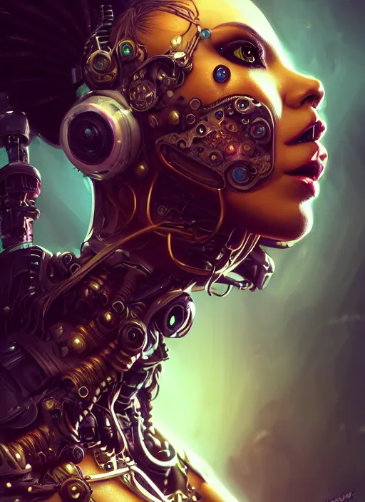 Image similar to soft lustrous full body ebony biotech raver gutter punk gothic cyborg, golden ratio, details, scifi, fantasy, cyberpunk, intricate, decadent, highly detailed, digital painting, octane render, artstation, concept art, smooth, sharp focus, illustration, art by artgerm, loish, wlop