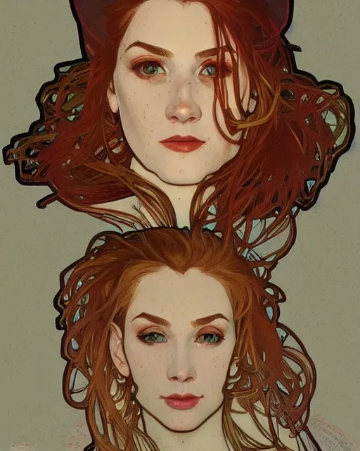 Prompt: Portrait of a Beautiful ravishing Envious modern woman, trending on ArtStation, Alphonse Mucha, Detailed, Realism Symmetrical Face, Photorealistic Color Scheme. Freckles, Blemishes