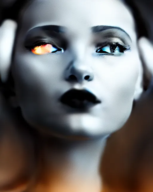 Prompt: black and white dreamy young beautiful female artificial intelligence, cinematic, rim light, bokeh, photo - realistic, elegant, high detail, 8 k, masterpiece, styled by iris van herpin, photo taken in 1 9 3 0