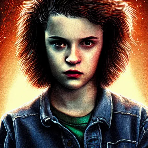 Image similar to Twilight, Stranger Things, Edward, Bella, photorealistic, dramatic lighting, soft, sharp focus, highly detailed, digital painting