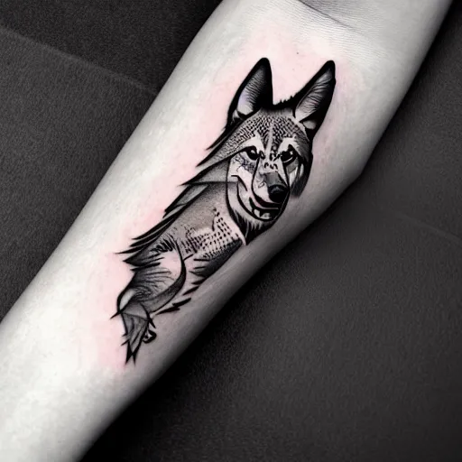 Prompt: tattoo stencil on paper detailed vector wolf
