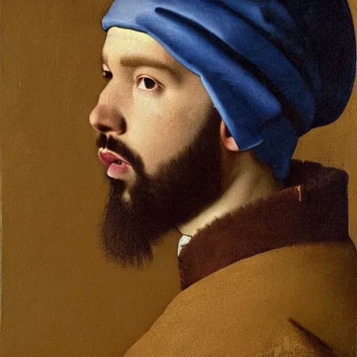 Image similar to a painting of drake in knights armor by vermeer