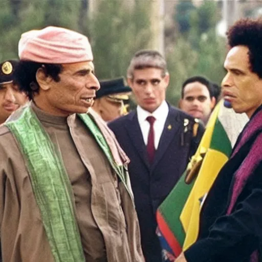 Image similar to A still of Muammar Gaddafi in Mean Girls