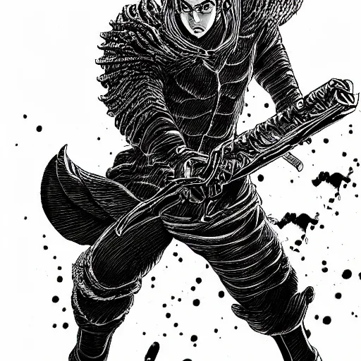 Prompt: Guts, Berserk, in the style of kentaro miura, very detail, masterpiece, award winning, greatsword