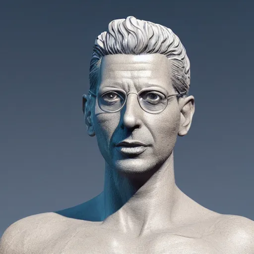 Image similar to marble statue of jeff goldblum, 3 d render, 8 k, octane render, cycles render, unreal engine