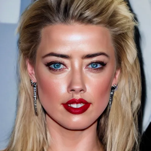 Image similar to uhd, high resolution photography of woman, genetic combination of donald trump and amber heard face, amber heard body, donald trump face, symmetrical upper body, body focus