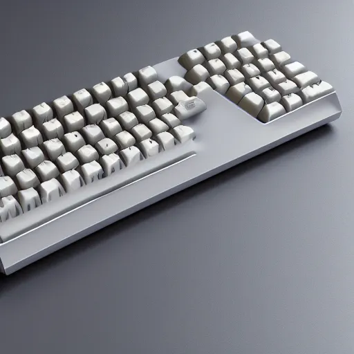 Image similar to a mechanical keyboard designed by dieter rams, 3 d render, unreal engine 5, cinematic lighting, high detail product photo