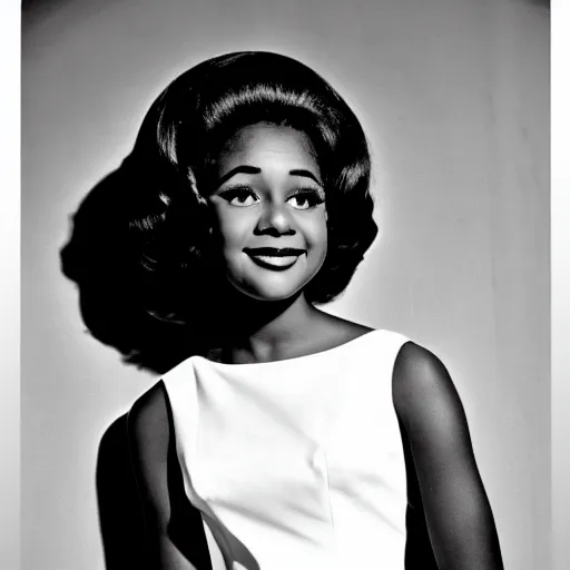 Image similar to black and white photo of a beautiful and elegant 1 9 6 5 young black actress