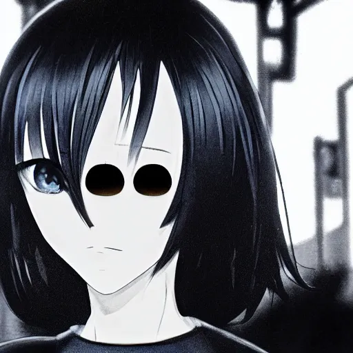 Image similar to 1 7 - year - old pale - skinned anime girl with black long bob cut, long bangs, black gothic jacket, black jeans, running through italian town, yellow sunshine, sepia sun, strong lighting, strong shadows, vivid hues, ultra - realistic, sharp details, subsurface scattering, intricate details, hd anime, 2 0 1 9 anime