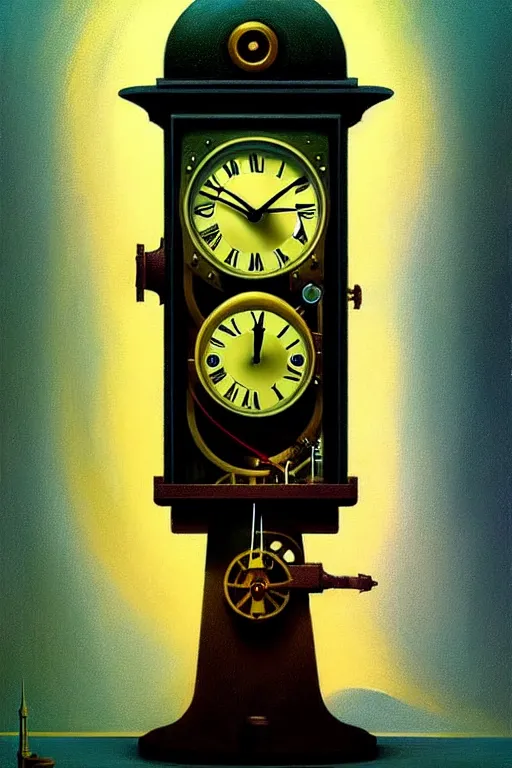 Prompt: steampunk pocket clock, edward hopper and james gilleard zdzislaw beksisnski higly detailed