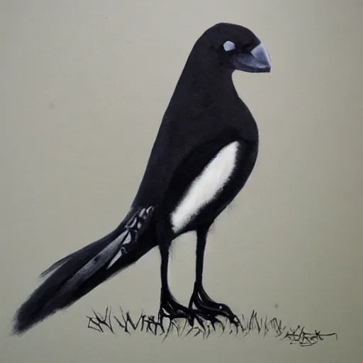 Prompt: Furry magpie art