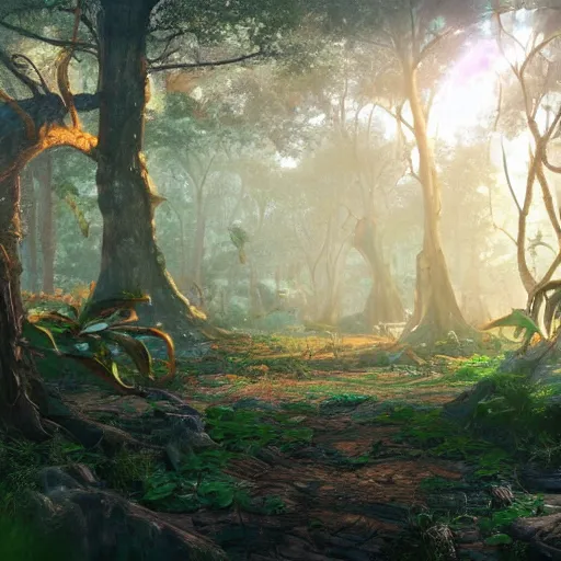 Prompt: a magical forest, on an alien planet, nasa, concept art, unreal engine