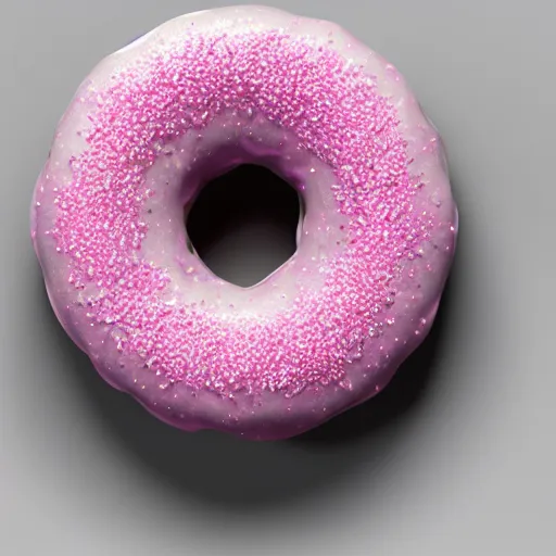 Image similar to 3 d render of realistic pink frosted donut with sprinkles