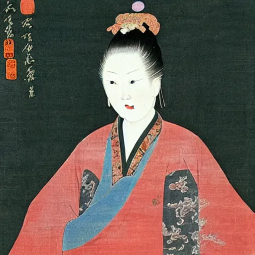 Prompt: the Chinese ancient painting of a lady with her minicooper in Tang Dynasty , by Han Xizai