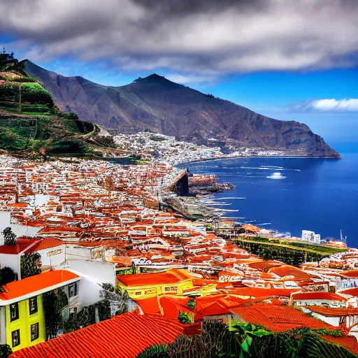 Prompt: madeira island, funchal, the bay, very very wide shot, realism, cinematic shot