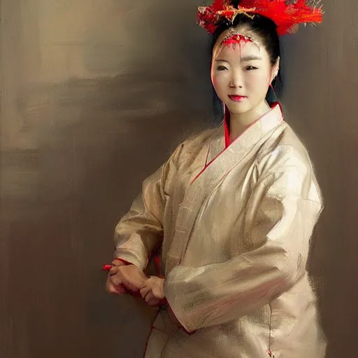 Prompt: spontaneous portrait under painting of a lady in chinese opera headdress, beautiful juicy brush strokes, by richard schmid and sargent, trending on cgsociety, expressionism