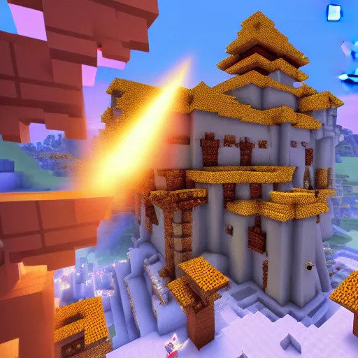 Prompt: screenshot of gigantic castle, minecraft, cinematic