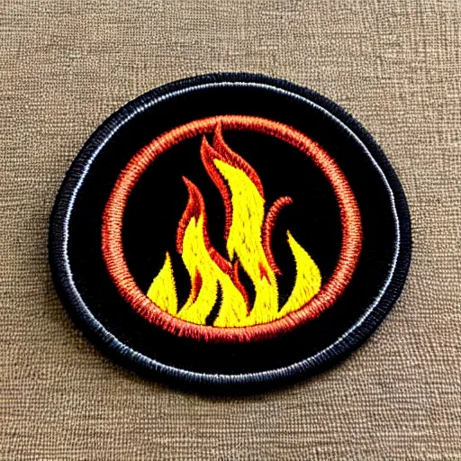 Prompt: a retro vintage minimalist clean fire flames warning patch