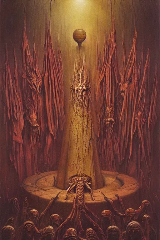 Prompt: hyper realistic painting of the holy grail by wayne barlowe, beksinski, hr giger, austin osman spare, bussiere