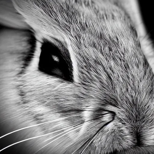 Prompt: extreme closeup of a rabbit, macro photography