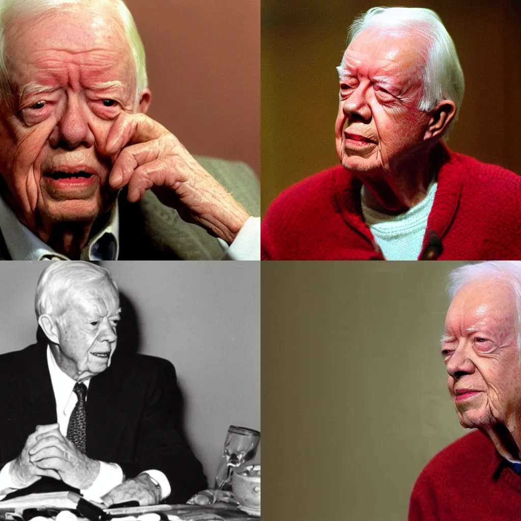 Prompt: Jimmy Carter Lamenting that his peanuts turned sour