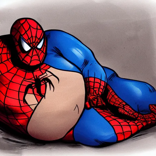 Prompt: morbidly obese Spiderman