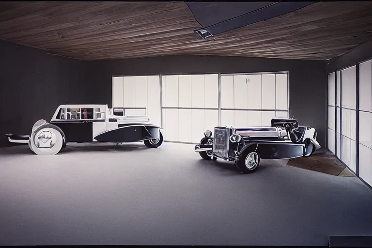 Prompt: duesenberg model sj concept, inside of a minimalist Tokyo garage, ektachrome photograph, volumetric lighting, f8 aperture, cinematic Eastman 5384 film