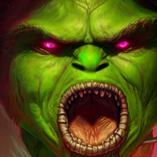 Image similar to bright, colorful, realistic, detailed from Elder Scrolls: shivering isles concept portrait eyeless green monster vermai backlighting, kodachrome, high contrast, highly detailed, sharp focus, digital painting, concept art, illustration, trending on artstation, comic book by Alex Ross and Adam Adamowicz cover art