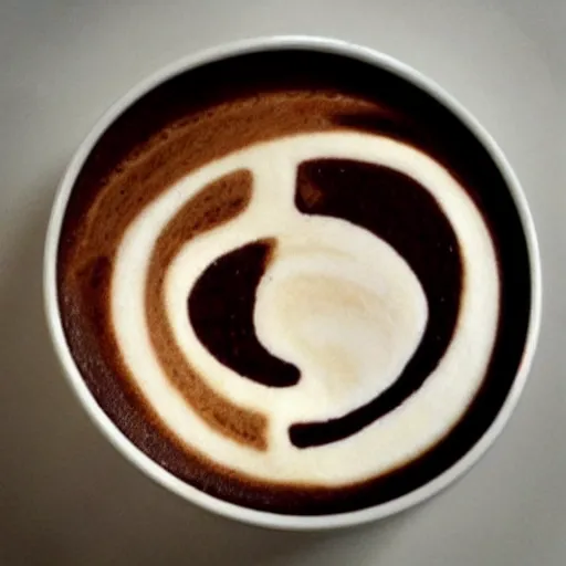 Image similar to most attractive cup of flat white coffee ever, with a labyrinth drawn in the foam