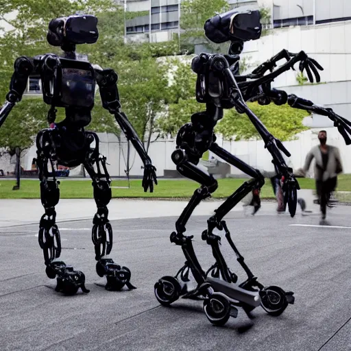 Image similar to boston dynamics humanoid robot dancing. dslr photo. press release