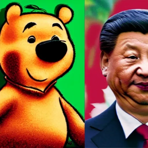 Image similar to drawing of xi jinping with the body of winnie the pooh and the head of xi jinping