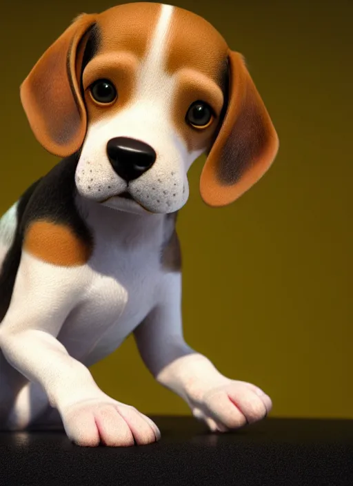 Image similar to beagle puppy, paul kidby, octane render, highly detailed, rim light, art, cinematic lighting, very coherent, hyper realism, high detail, 8 k