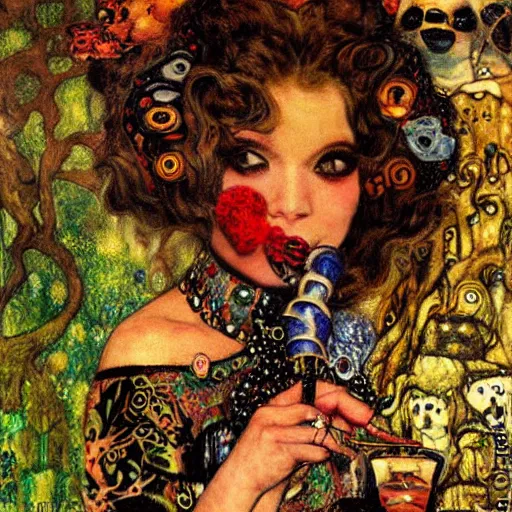 Image similar to pug caterpillar hybrid smoking hooka in wonderland, intricate detail, painting, jazz age, klimt, royo, frazetta, whealan,