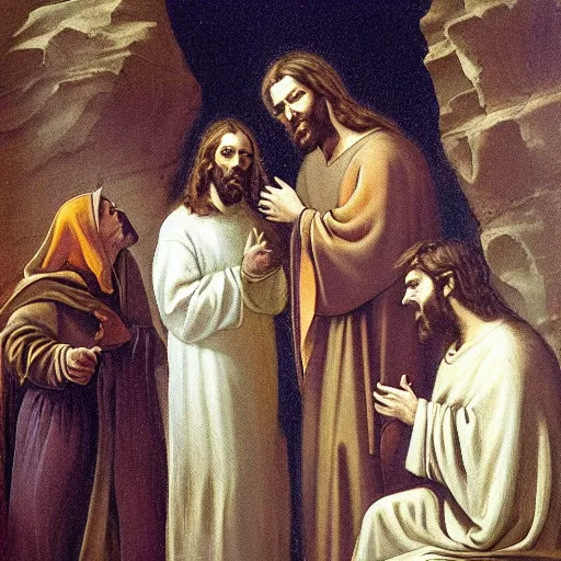 Prompt: Jesus Laments, painted by Carvaggio