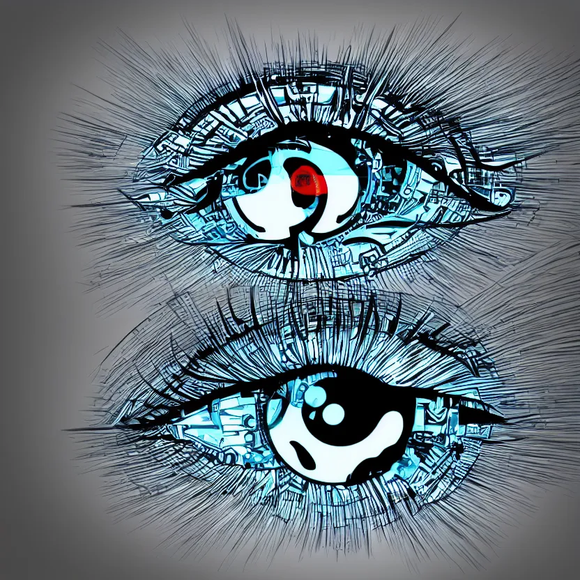 Image similar to cybernetic eye, drawn business logo