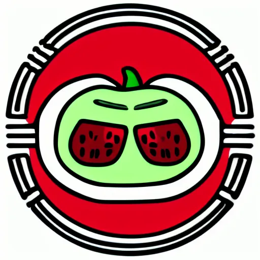 Prompt: svg sticker, centered, round-cropped, white-space-surrounding, Watermelon listening to headphones, flat colors, vector art