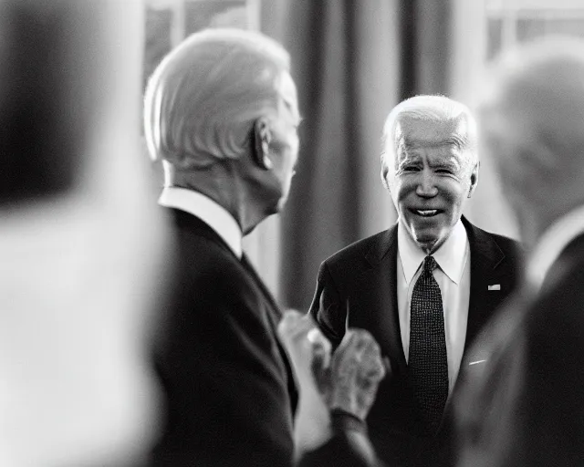 Image similar to president joe biden face to face with president joe biden, nikon 3 5 mm, photograph