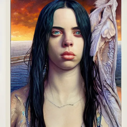 Prompt: Billie Eilish, by Chris Moore, by Mark Brooks, by Donato Giancola, by Victor Nizovtsev