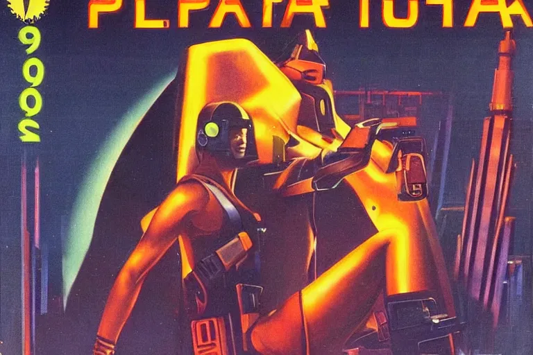 Image similar to 1979 OMNI Magazine Cover of frat Plato. in cyberpunk style by Vincent Di Fate