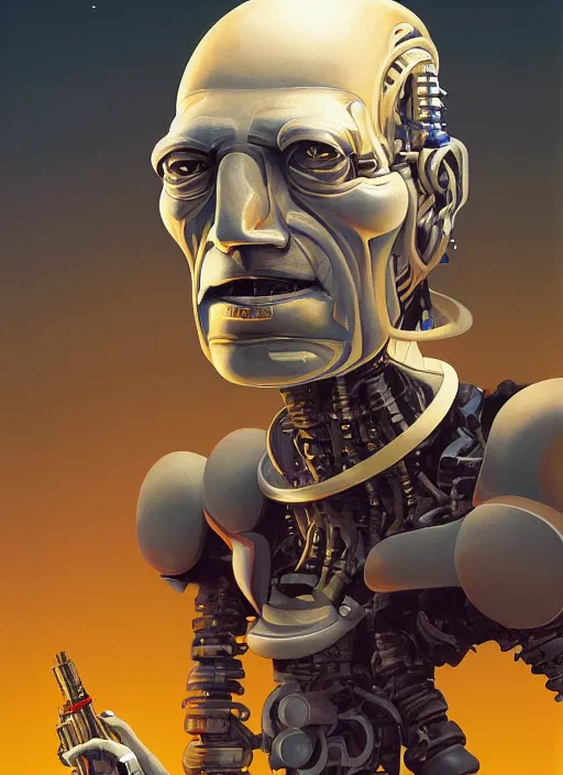 Image similar to portrait of a robot that looks like Werner Herzog, detailed, coherent, painted by Edward Hopper, Wayne Barlowe, James Gilleard, airbrush, art by James Jean