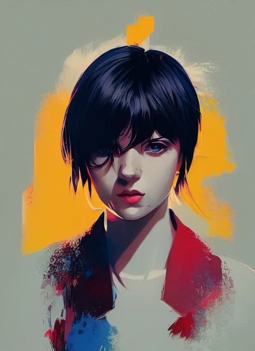 Image similar to portrait illustration, pop art, splash painting, art by ilya kuvshinov, greg rutkowski and makoto shinkai, dan mumford, artstation