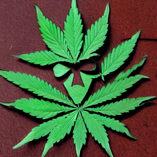 Image similar to the green man but made of cannabis leaves