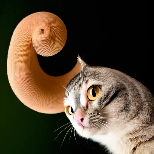 Image similar to a snail - cat - hybrid, animal photography