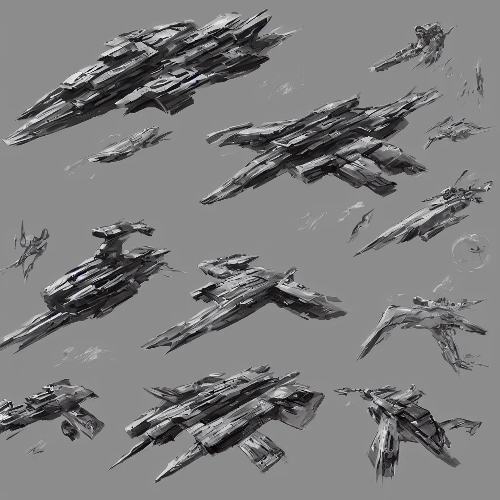 Prompt: combat spaceship concept art